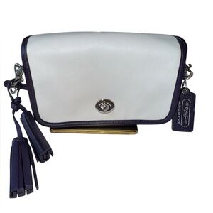 Coach Archive Penny Leather Crossbody Bag 2 Toned Great Condition Purple & White